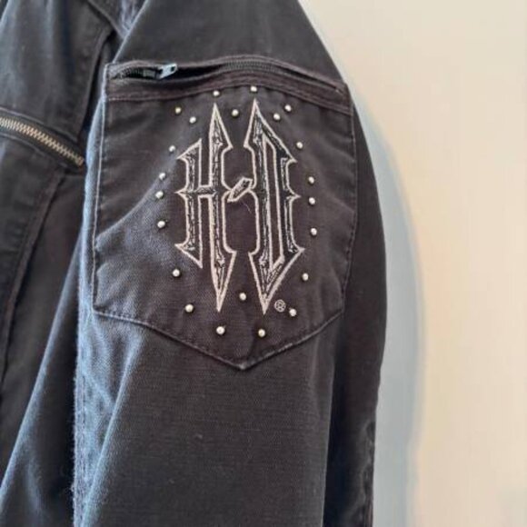 Ladies Harley Davidson Black Cotton 2 in 1 Jacket w/Removable Gray Vest LARGE - Picture 4 of 9